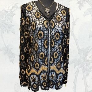 Crochet Black and Gold Women's Top